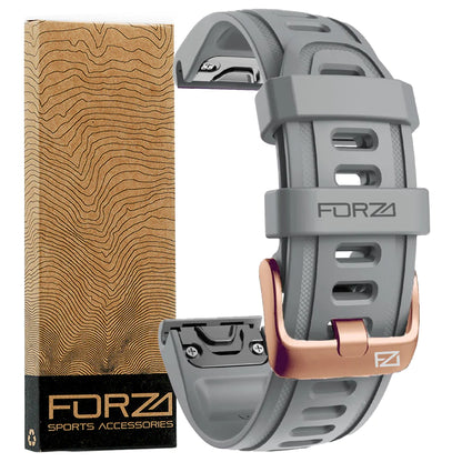 Forza Elite 20mm Quick Release Strap for Garmin Fenix 7S/6S/5S/Instinct 2S - Rose Gold Buckle