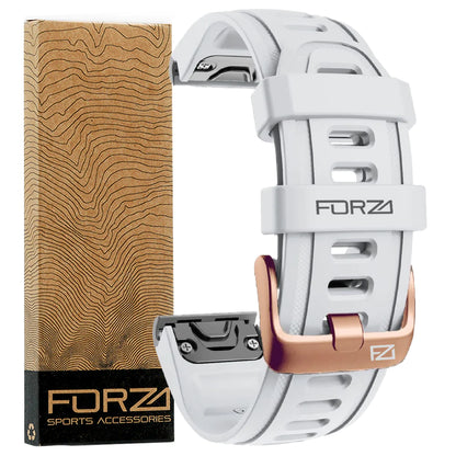 Forza Elite 20mm Quick Release Strap for Garmin Fenix 7S/6S/5S/Instinct 2S - Rose Gold Buckle