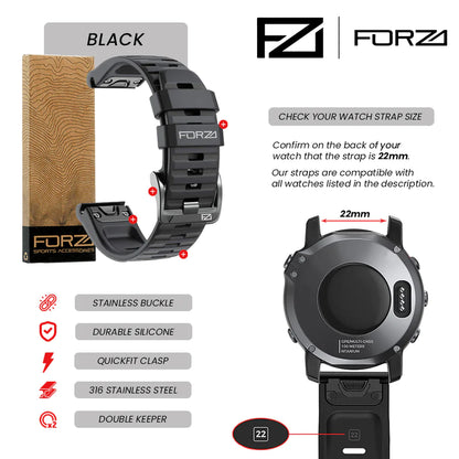 Forza Elite 22mm Quick Release Strap Garmin Fenix 7/6/5/Forerunner/Instinct & More